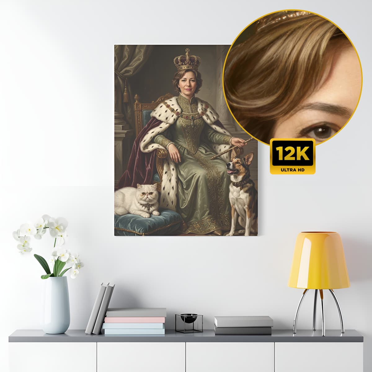 Turn Royal canvas mockup â a premium AI portrait print on museum-quality canvas