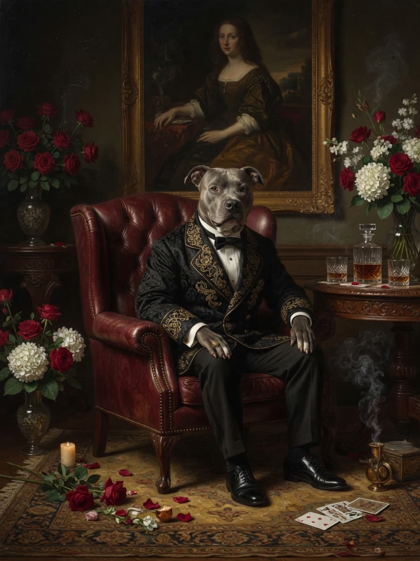 Sample mafia boss portrait of a pitbull