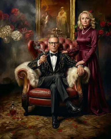 Sample mafia boss portrait of an elderly couple