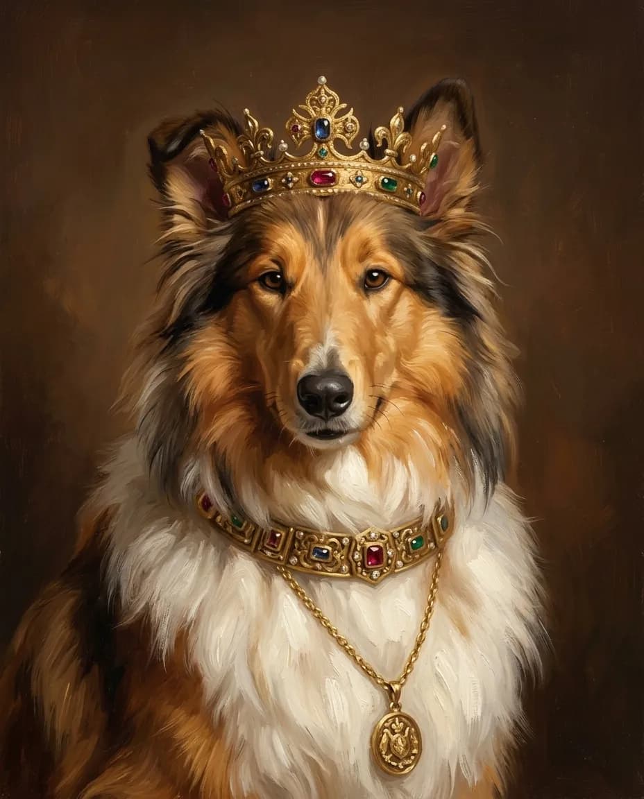 Sample royal portrait of a rough collie