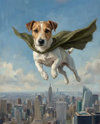 Sample superhero portrait of a dog