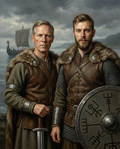Sample viking portrait of a father and son